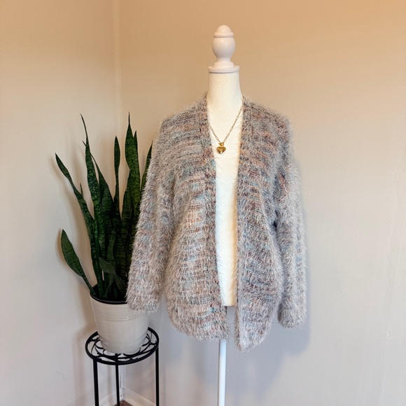 Altar'd State Sweaters - Altar'd State | Fuzzy Multicolored Cardigan Sweater